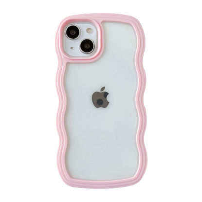 Picture of Caseative Cute Curly Wave Frame Shape Shockproof Soft Compatible with iPhone Case (Pink,iPhone Xs Max)