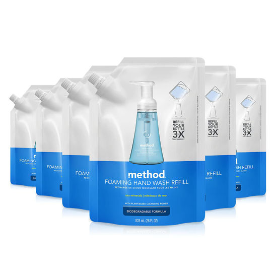 Picture of Method Foaming Hand Soap Refill, Sea Minerals, Biodegradable Formula, 28 Fl Oz (Pack of 6)