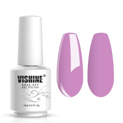 Picture of Vishine Gelpolish Gel Nail Polish Lacquer Shiny Color Soak Off UV LED Professional Manicure Pinkish Purple(1593)