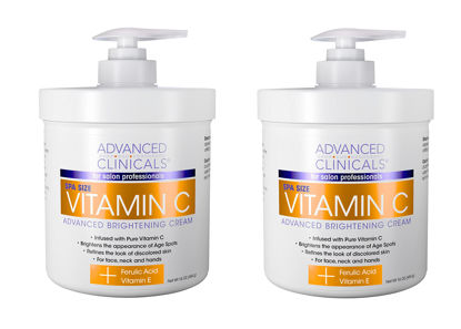 Picture of Advanced Clinicals Vitamin C Face & Body Cream Moisturizing Skin Care Lotion, Anti Aging Vitamin C Skincare Moisturizer For Body, Face, Age Spots, Wrinkles, & Sun Damaged Skin, Large 16oz (2-Pack)