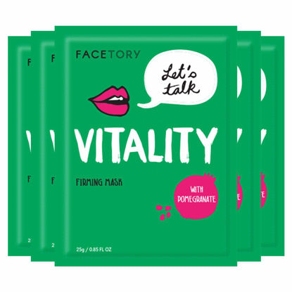 Picture of FACETORY Let's Talk, Vitality Pomegranate Antioxidant Firming Mask - Lifting, Firming, and Hydrating (Pack of 5)