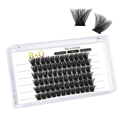 Picture of Lash Clusters B53 D Curl 10mm DIY Eyelash Extensions 72 Clusters Lashes B&Q LASH Volume Individual Lashes Eyelash Clusters Extensions Individual Lashes Cluster DIY at Home (B53,D-10mm)