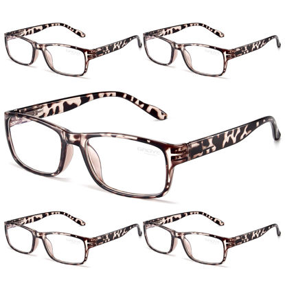 Picture of Gaoye 5-Pack Reading Glasses Blue Light Blocking,Spring Hinge Readers for Women Men Anti Glare Filter Lightweight Eyeglasses (5-pack Leopard, 3.0)