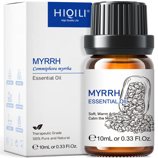 Picture of HIQILI Myrrh Essential Oil,100% Pure Organic Therapeutic Grade for Diffuser, Massage,Skin, Hair Care-10ml