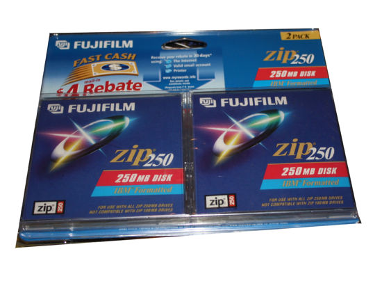 Picture of Fujifilm Zip 250 MB Disk - 2 Pack IBM Formatted For Use With Iomega 250MB Zip Drives