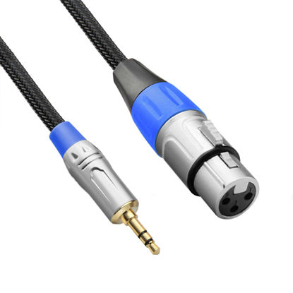 Picture of tisino XLR to 3.5mm Microphone Cable, XLR Female to 1/8 inch Mic Cord for Camcorders, DSLR Cameras, Computer Recording Device, and More - 1 feet