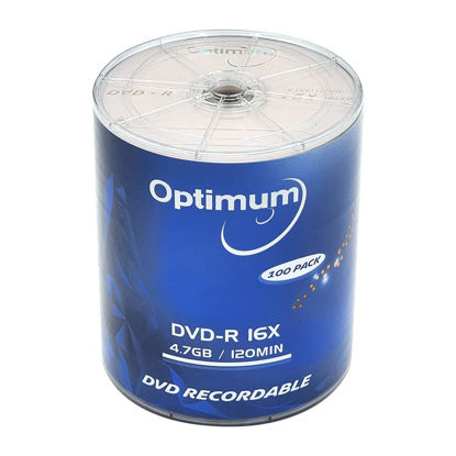 Picture of OPTIMUM DVD-R 4.7GB 16x Branded Logo Recordable Media Disc - 100 Disc (no Container)