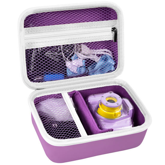 Picture of Kids Camera Case Compatible with Agoigo/for Seckton/for DEKER/for Miiulodi/for Yoophane Digital Waterproof Camera. Portable Camera Storage Box for Cable, Memory Card and Accessories(Bag Only)-Purple