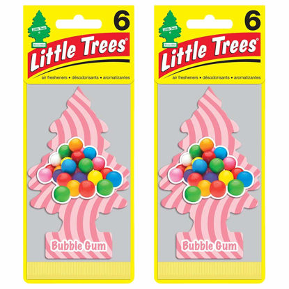 Picture of Little Trees Cardboard Hanging Car, Home & Office Air Freshener, Bubble Gum (Pack of 12)