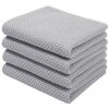 Picture of Homaxy 100% Cotton Waffle Weave Kitchen Dish Towels, Ultra Soft Absorbent Quick Drying Cleaning Towel, 13x28 Inches, 4-Pack, Light Gray