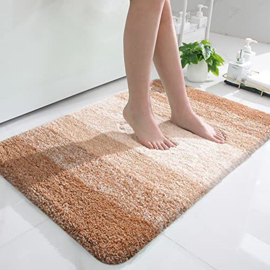 Picture of OLANLY Luxury Bathroom Rug Mat, Extra Soft and Absorbent Microfiber Bath Rugs, Non-Slip Plush Shaggy Bath Carpet, Machine Wash Dry, Bath Mats for Bathroom Floor, Tub and Shower, 36x24, Beige