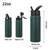 Picture of BJPKPK Insulated Water Bottles with Straw Lid, 22oz Cold & Hot Water Bottle, Stainless Steel Metal Water Bottle with 3 Lids, Reusable Thermos, Cups, Mugs for Daily Water Intake-Army Green