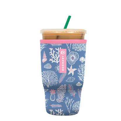 Picture of Sok It Java Sok Iced Coffee & Cold Soda Insulated Neoprene Cup Sleeve (Coral Exploring, Large: 30-32oz)