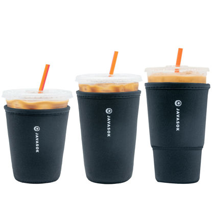 Picture of Sok It Java Sok Iced Coffee & Soda Cup Sleeve Insulated Neoprene Cover (Black, S/M/L 3-Pack)