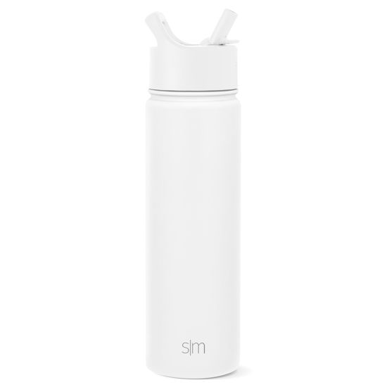 Picture of Simple Modern Water Bottle with Straw Lid Vacuum Insulated Stainless Steel Metal Thermos Bottles | Reusable Leak Proof BPA-Free Flask for School | Summit Collection | 22oz, Winter White