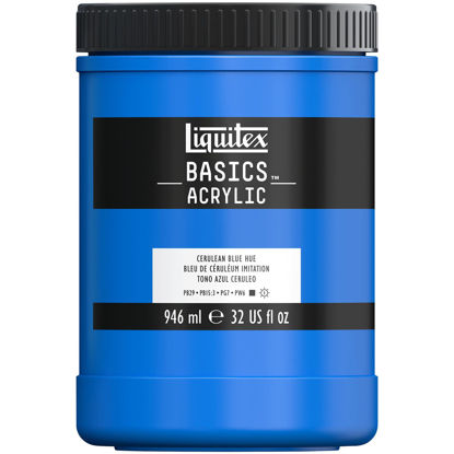 Picture of Liquitex BASICS Acrylic Paint, 946ml (32-oz) Jar, Cerulean Blue Hue, 1 Quarts (Pack of 1)