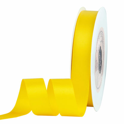 Picture of VATIN 5/8 inch Double Faced Polyester Maize Yellow Satin Ribbon -Continuous 25 Yard Spool, Perfect for Wedding Decor, Wreath, Baby Shower,Gift Package Wrapping and Other Projects