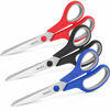 Picture of Scissors, iBayam 8" Multipurpose Scissors Bulk 3-Pack, Ultra Sharp Blade Shears, Comfort-Grip Handles, Sturdy Sharp Scissors for Office Home School Sewing Fabric Craft Supplies, Right/Left Hand