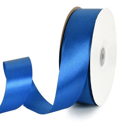 Picture of TONIFUL 1-1/2 Inch (40mm) x 100 Yards Royal Blue Wide Satin Ribbon Solid Fabric Ribbon for Gift Wrapping Chair Sash Valentine's Day Wedding Birthday Party Decoration Hair Floral Craft Sewing