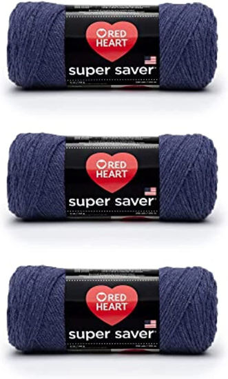 Red Heart Super Saver Blue Yarn - 3 Pack of 198g/7oz - Acrylic - 4 Medium  (Worsted) - 364 Yards - Knitting/Crochet