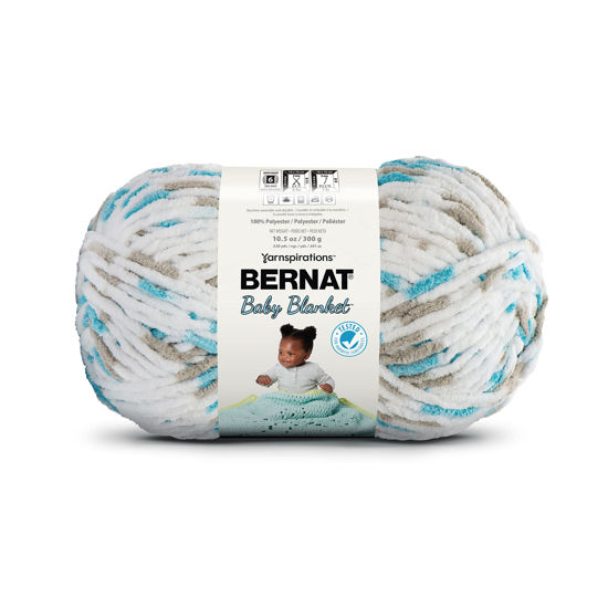 Picture of Bernat Baby Blanket BB Little Teal Dove Print Yarn - 1 Pack of 10.5oz/300g - Polyester - #6 Super Bulky - 220 Yards - Knitting/Crochet