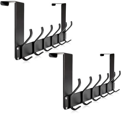 Picture of KEOAMG 2 Pack Foldable Over The Door Hanger, No Assembly Required Door Hanger Hook, Sturdy Over The Door Coat Rack, Over The Door Hooks for Hanging Clothes, Towels, Hats, Matte Black