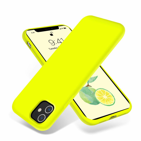 Picture of OTOFLY iPhone 11 Case,Ultra Slim Fit iPhone Case Liquid Silicone Gel Cover with Full Body Protection Anti-Scratch Shockproof Case Compatible with iPhone 11 (Fluorescent Yellow)