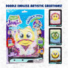 Picture of DoodleJamz JellyPics - Sensory Drawing Pads Filled with Non-Toxic Squishy Beads and Gel - Includes Stylus, Removable 2-Sided Emoji Backer Card (Pink, Purple, Green Beads)