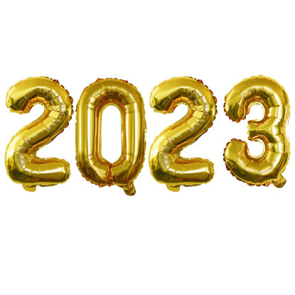 Picture of GOER 2023 Foil Number Balloons for 2023 New Year Eve Festival Party Supplies Graduation Decorations (Gold,16 Inch)