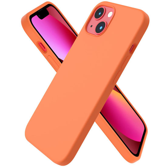 Picture of ORNARTO Compatible with iPhone 13 Case 6.1, Slim Liquid Silicone 3 Layers Full Covered Soft Gel Rubber Case Cover 6.1 inch-Orange