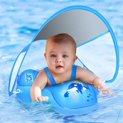 Picture of LAYCOL UPF50+ Sun Canopy Baby Swimming Float,2019 Upgrade Safety-Add Tail No Flip Overbaby Pool,Infant Pool Float for Baby Age of 3-36 Months