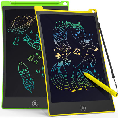 Picture of TECJOE 2 Pack LCD Writing Tablet, 8.5 Inch Colorful Doodle Board Drawing Tablet for Kids, Kids Travel Games Activity Learning Toys Birthday Gifts for 3 4 5 6 Year Old Boys and Girls (Yellow Green)