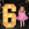 Picture of imprsv 3FT Marquee Light Up Numbers, Marquee Numbers for 60th Birthday Decorations Anniversary Party Decor, Mosaic Numbers for Balloons Number 6, Marquee light up letters, Pre-Cut Foam Board Kit