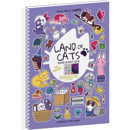 Picture of Land of Cats Sticker + Coloring Book (300+ Stickers & 8 Scenes) by Cupkin - Side by Side Activity Book Design - Fun Sticker Books for Kids Ages 4-8 - Also Great for Older Boys & Girls 2-4 or 8-10