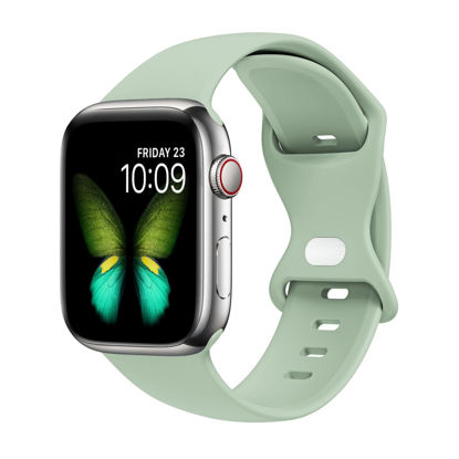 Picture of Tighesen Sport Bands Compatible with Apple Watch Band 38mm 40mm 41mm 42mm 44mm 45mm 49mm S/M M/L for Women/Men Waterproof Soft Silicone Replacement Strap Accessories for iWatch Ultra SE Series 8/7/6/5/4/3/2/1(Mineral Green, 38/40/41mm M/L)