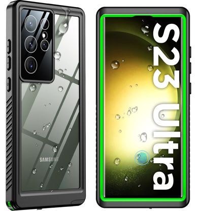 Picture of Temdan for Samsung Galaxy S23 Ultra Case Waterproof,Built-in Lens & Screen Protector [Real 360] Full-Body Heavy Duty Shockproof Case for Galaxy S23 Ultra 5G 6.8”-Grass Green