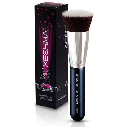 Picture of Large Flat Top Kabuki Foundation Brush By Keshima - Premium Makeup Brush for Liquid, Cream, and Powder - Buffing, Blending, and Face Brush, 1.6" Top Diameter