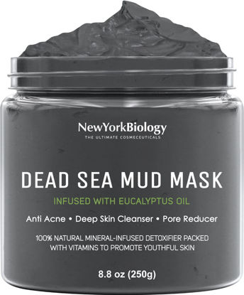 Picture of New York Biology Dead Sea Mud Mask for Face and Body Infused with Eucalyptus - Spa Quality Pore Reducer for Acne, Blackheads and Oily Skin - Tightens Skin for A Healthier Complexion - 8.8 oz