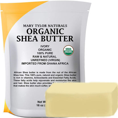 Picture of Mary Tylor Naturals Organic Shea butter 1 lb - USDA Certified Raw, Unrefined, Ivory From Ghana Africa - Amazing Skin Nourishment, Eczema, Stretch Marks and Body