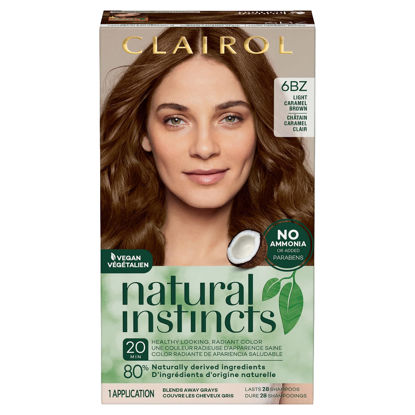 Picture of Clairol Natural Instincts Demi-Permanent Hair Dye, 6BZ Light Caramel Brown Hair Color, Pack of 1