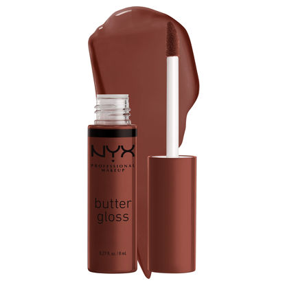 Picture of NYX PROFESSIONAL MAKEUP Butter Gloss Brown Sugar, Non-Sticky Lip Gloss - Brownie Drip (Deep Brown)