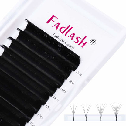 Picture of Lash Extension D Curl 0.10 Easy Fan Volume Lashes Mixed Tray Blooming Volume Lash Extensions Black Self Fanning Eyelash Extensions (0.10-D, 15-20mm Mixed Tray)