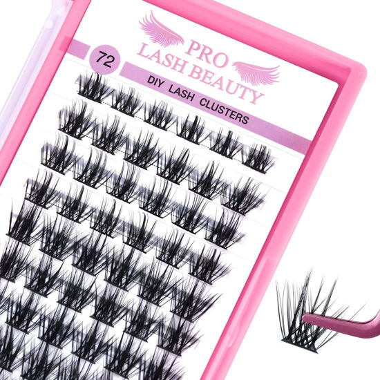 Picture of Cluster Lashes 72 Pcs Lash Clusters DIY Eyelash Extension Individual Lashes Confession D-16mm Thin Band Easy to Apply at home Lashes