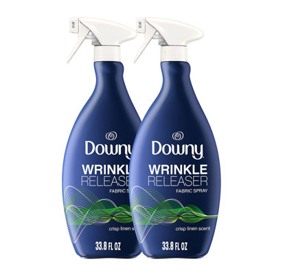 Picture of Downy Wrinkle Releaser  Fabric Refresher Spray, Odor Eliminator, Ironing Aid and Anti Static Spray, Crisp Linen Scent, 33.8 Fl Oz (Pack of 2)