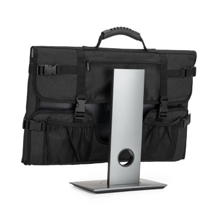 Picture of CURMIO 24 Inch Monitor Carrying Case, Universal 24" Computer Monitor Bag with Rubber Handle and Pockets, Black (Patented Pending)