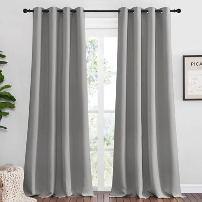 Picture of NICETOWN Silver Grey Room Darkening Curtain Panels 120" Long for RV, Play Room, Studio, 55" Width, 2 Panels, Heat Block Out and Keep Warm Drapes Window Treatment Drapes for Doorway Entryway Patio