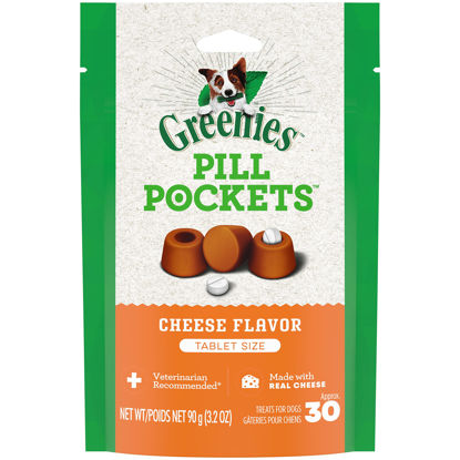 Picture of GREENIES PILL POCKETS for Dogs Tablet Size Natural Soft Dog Treats, Cheese Flavor, 3.2 oz. (Pack of 6)