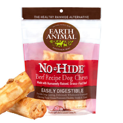 Picture of EARTH ANIMAL No Hide Small Beef Flavored Natural Rawhide Free Dog Chews Long Lasting Dog Chews | Dog Treats for Small Dogs | Great Dog Chews for Aggressive Chewers