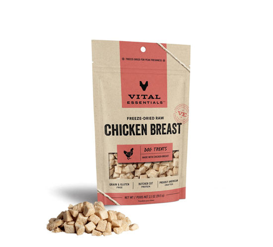 Picture of Vital Essentials Freeze Dried Dog Treats, Raw Chicken Breast Treats for Dogs 2.1 oz