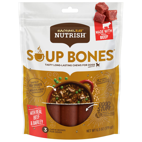 Picture of Rachael Ray Nutrish Soup Bones Dog Treats, Beef & Barley Flavor, 3 Bones (Pack of 8)